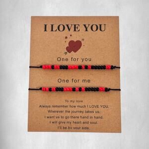 Black & Red Couple Beaded Bracelets